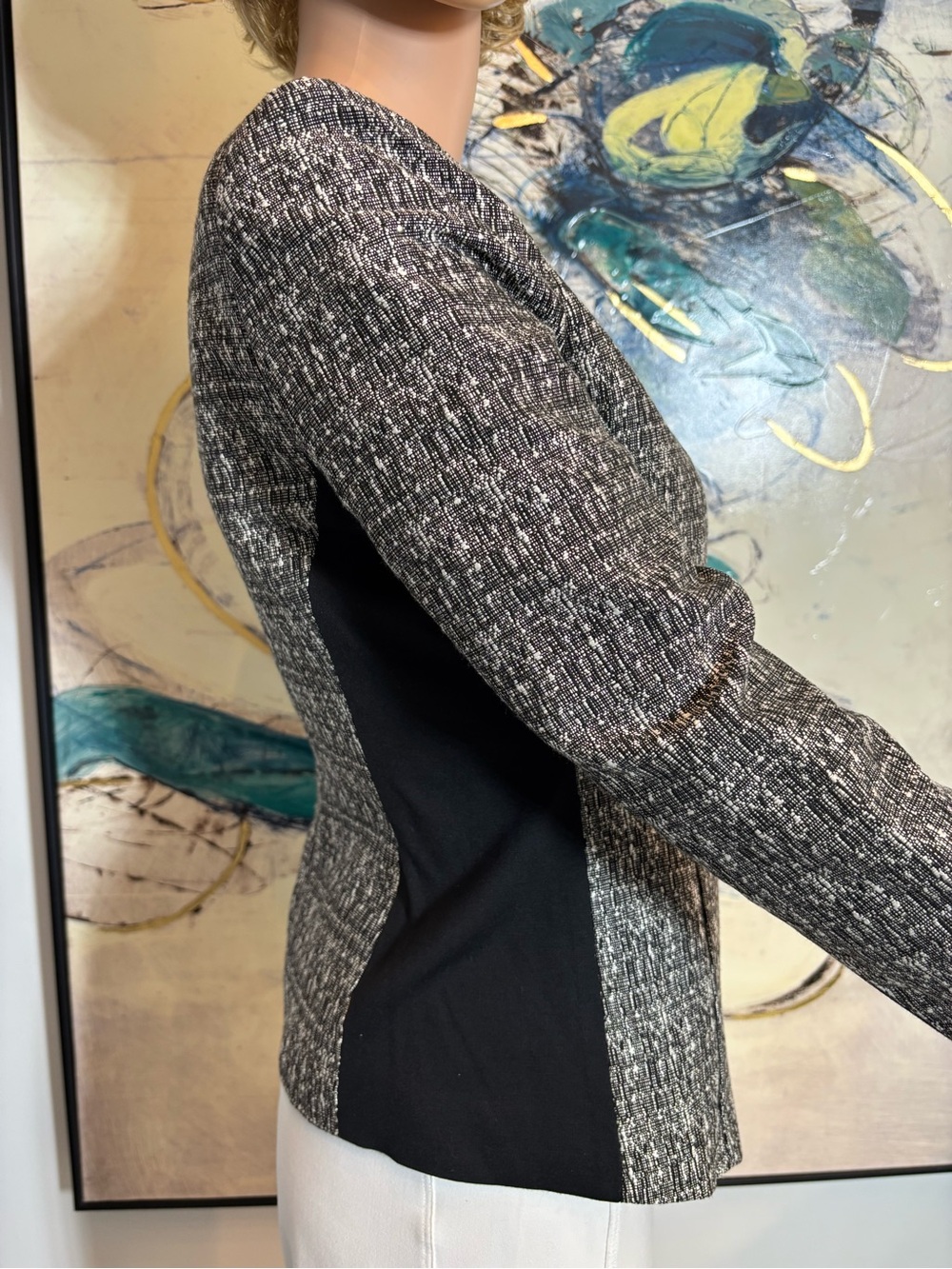 DKNYC Gray Tweed Zip-Front Blazer with Black Trim - Picture 7 of 14